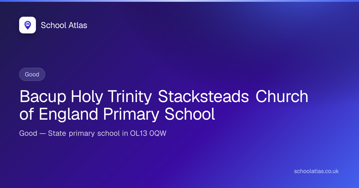 Bacup Holy Trinity Stacksteads Church of England Primary School — Good ...