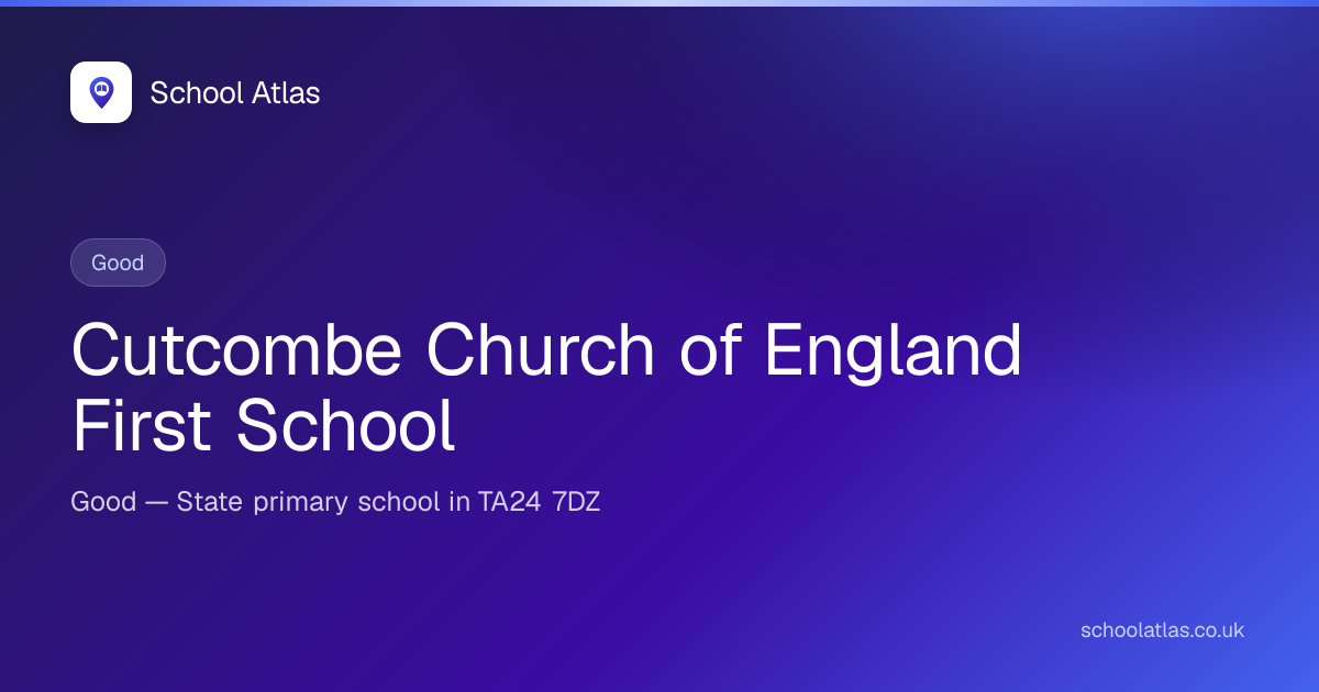 Cutcombe Church of England First School: Ofsted, Results & Catchment ...