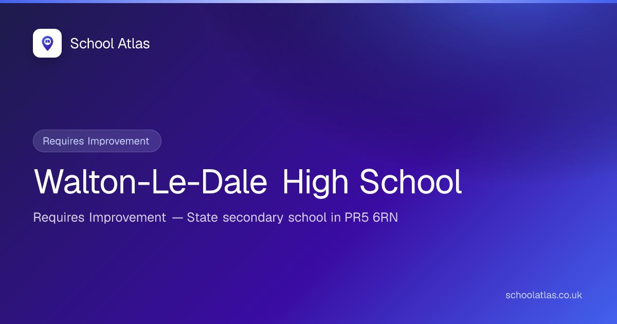 Walton-Le-Dale High School | Lancashire